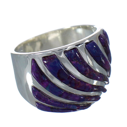 Magenta Turquoise Inlay Southwestern Genuine Sterling Silver Jewelry Ring Size 7-1/4 QX74455